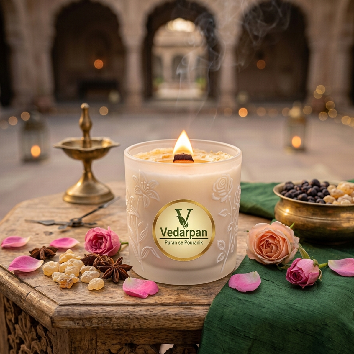 Vedarpan Awakening Rose & Frankincense Altar Candle