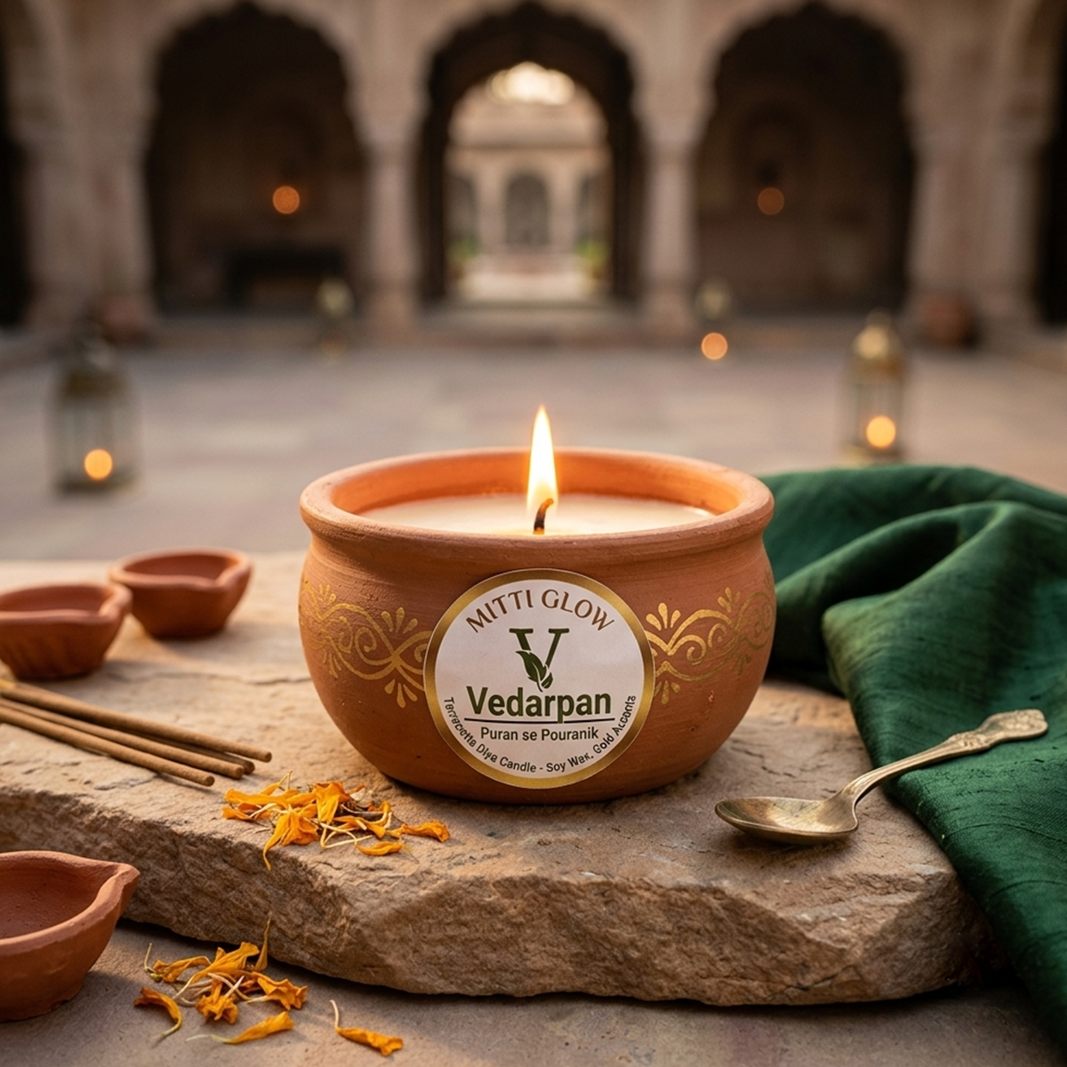 Vedarpan Mitti Glow Terracotta Diya Candle